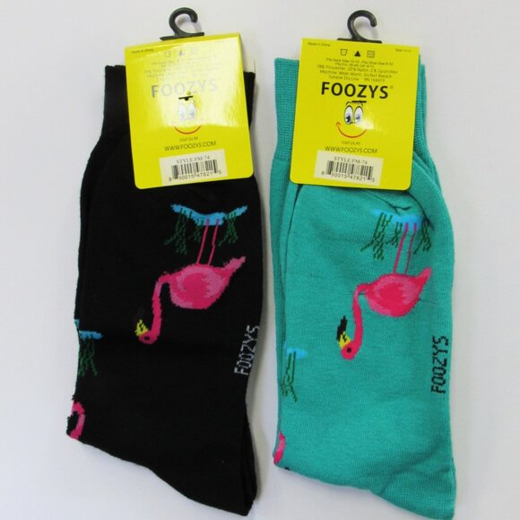 2 Pairs Men's Foozys Pink Flamingo Novelty Fun Crew Socks Stocking Stuffers You - Picture 2 of 2